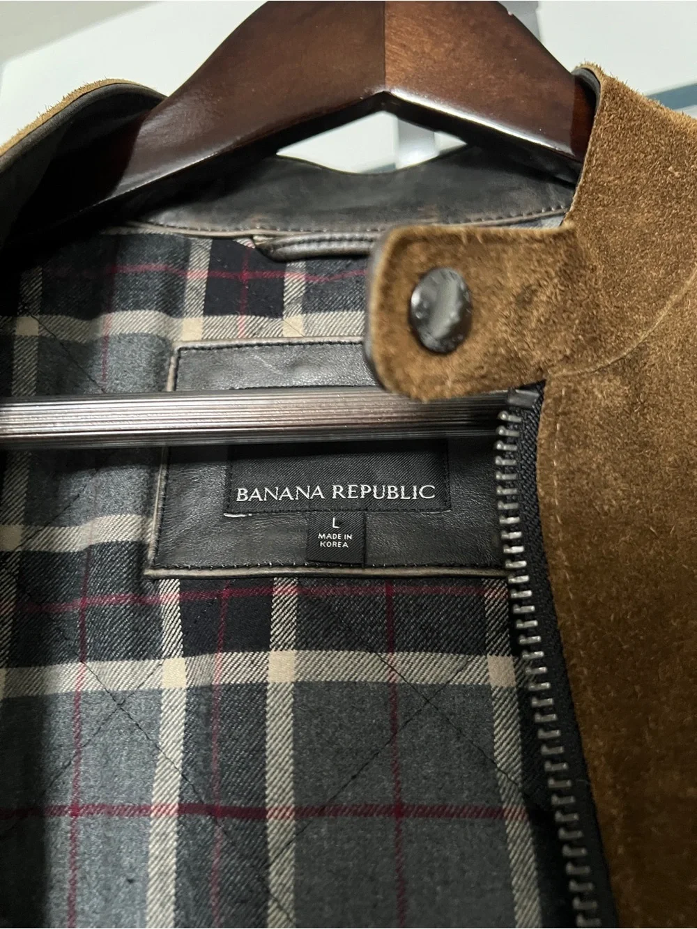 Banana Republic Brown Suede & Black Leather Sleeve Jacket